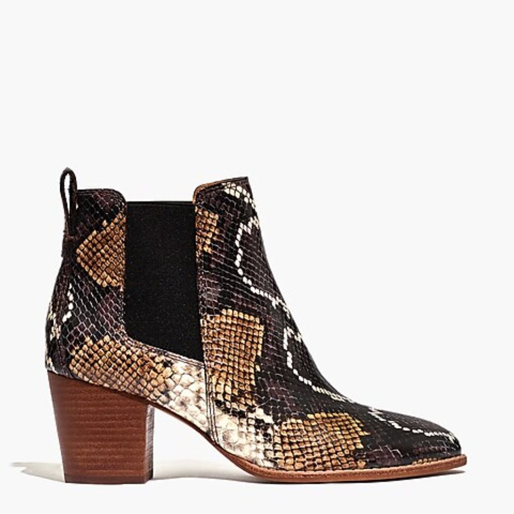 Madewell The Regan Snake Embossed Leather Ankle Boots - Picture 3 of 9